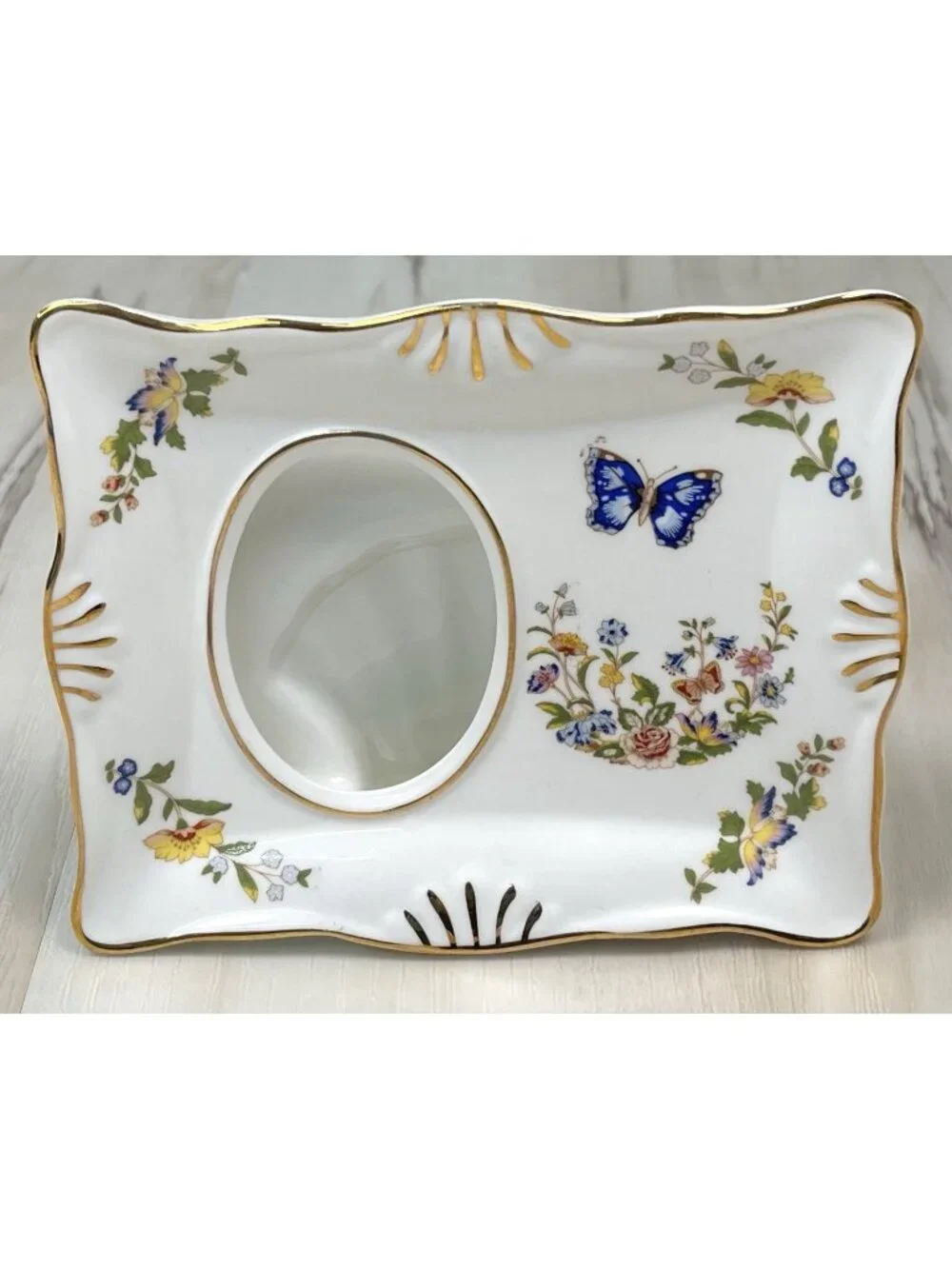 AYNSLEY Cottage Garden Fine Bone China Porcelain Floral Butterfly PICTURE FRAME